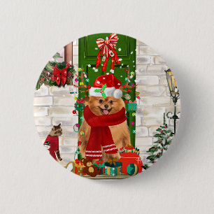 Pomeranian Dog Christmas 6 Cm Round Badge