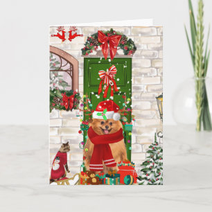 Pomeranian Dog Christmas  Card