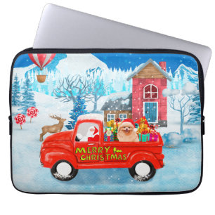 Pomeranian Dog Christmas Delivery Truck Snow Laptop Sleeve