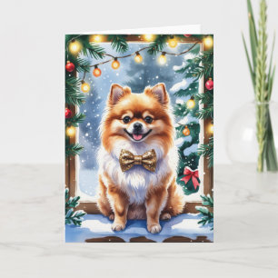 Pomeranian Dog Christmas Greeting Card
