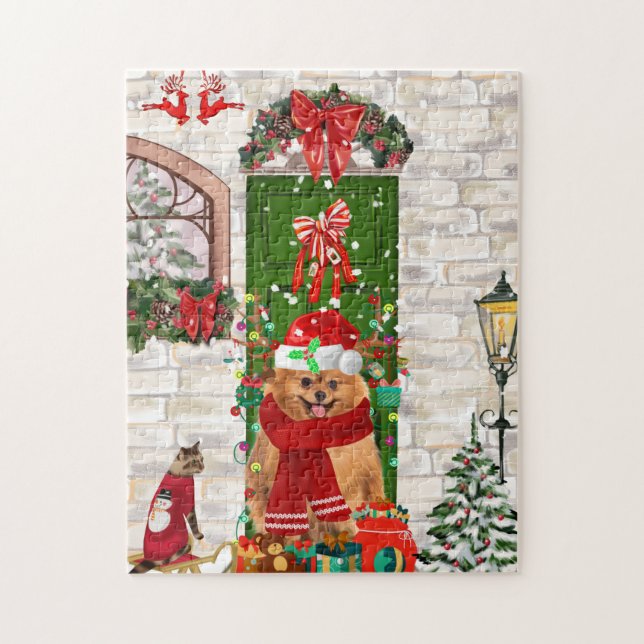 Pomeranian Dog Christmas Jigsaw Puzzle (Vertical)