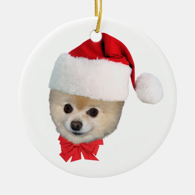 Pomeranian Dog Christmas Ornament (Front)