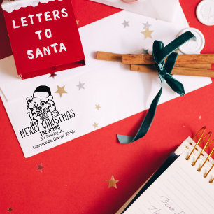 Pomeranian Dog Christmas Return Address  Rubber Stamp