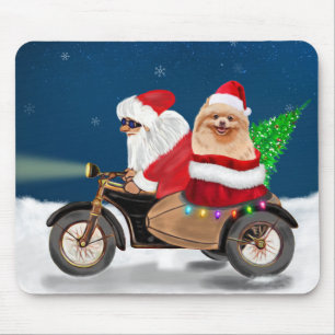 Pomeranian Dog Christmas Santa Claus Mouse Mat