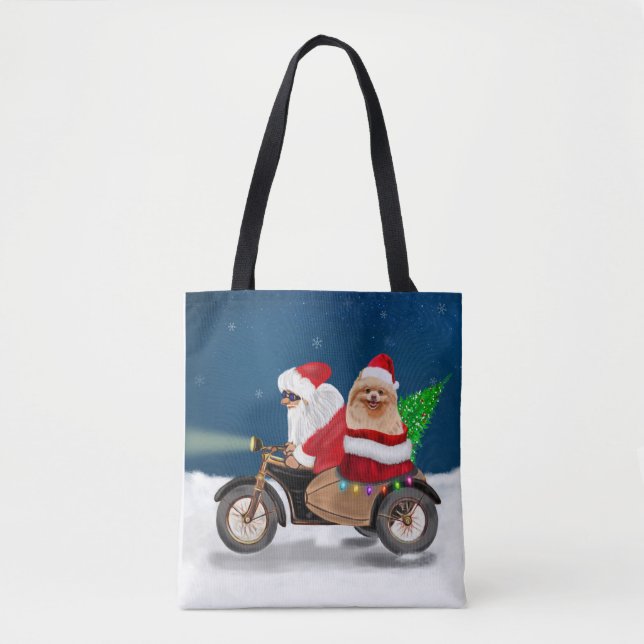 Pomeranian Dog Christmas Santa Claus   Tote Bag (Front)