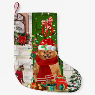 Pomeranian Dog Christmas  Small Christmas Stocking
