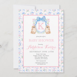 Pomeranian dog Crest Baby Shower Invitation