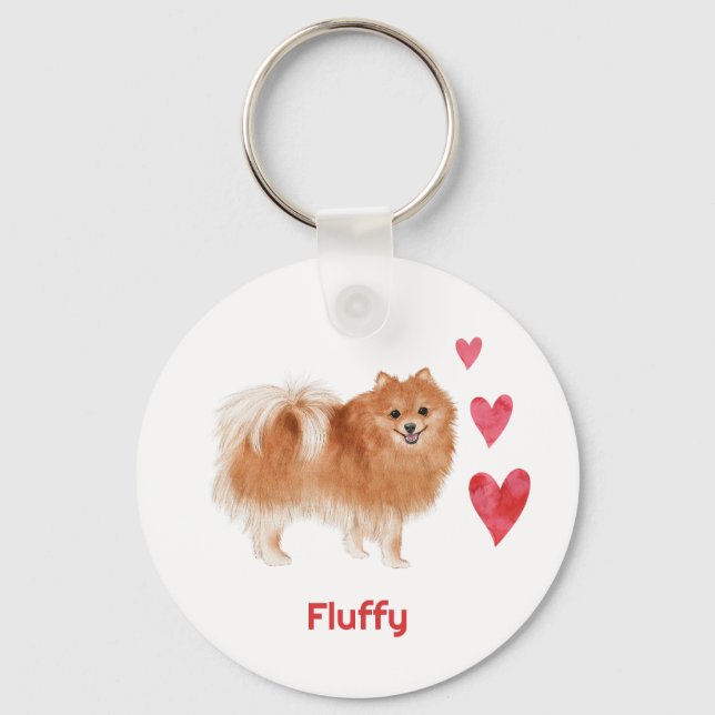 Pomeranian Dog Custom Name   Key Ring (Front)