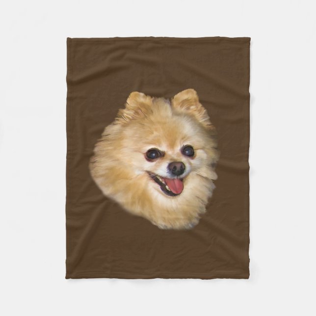 Pomeranian Dog Customisable Fleece Blanket (Front)