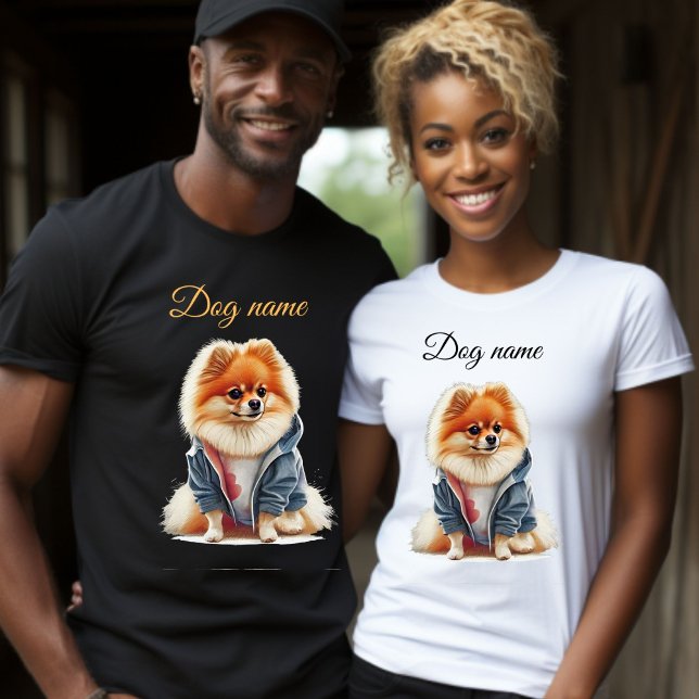 Pomeranian Dog Customise Name, Your Own Dog Name T-Shirt (Creator Uploaded)