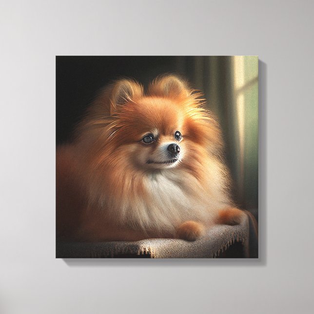 Pomeranian Dog Cute Portrait Canvas Print (Front)