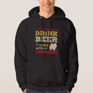 Pomeranian Dog Dad Beer Lover Hoodie