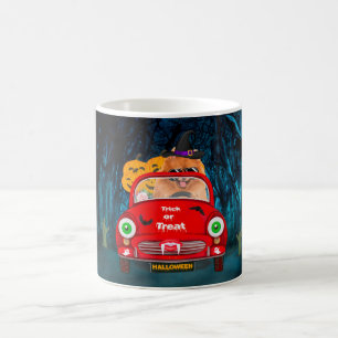 Pomeranian Dog Driving Car Scary Halloween Coffee Mug