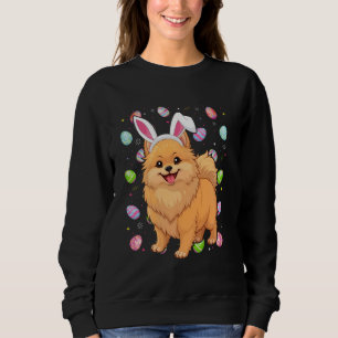 Pomeranian Dog Easter Egg Hunt Bunny Ear Pomerania Sweatshirt