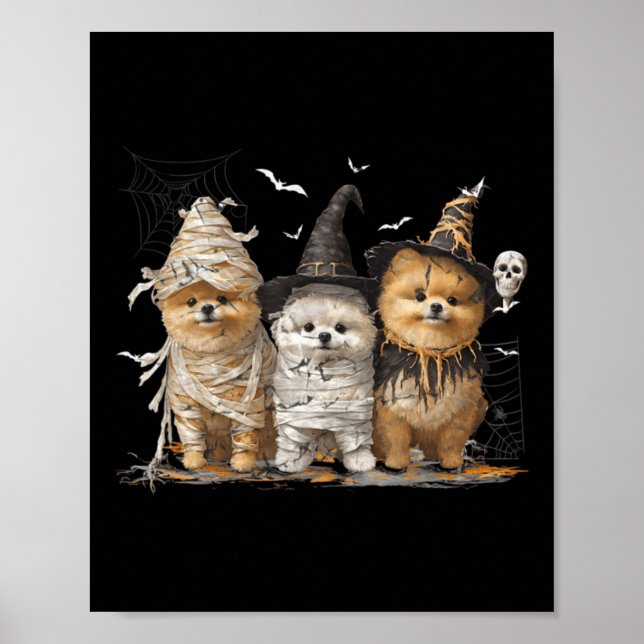 Pomeranian Dog Ed Ghost Halloween Poster (Front)