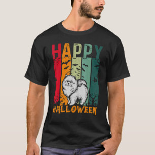 Pomeranian Dog Girls Boys Retro Halloween Dinner T-Shirt