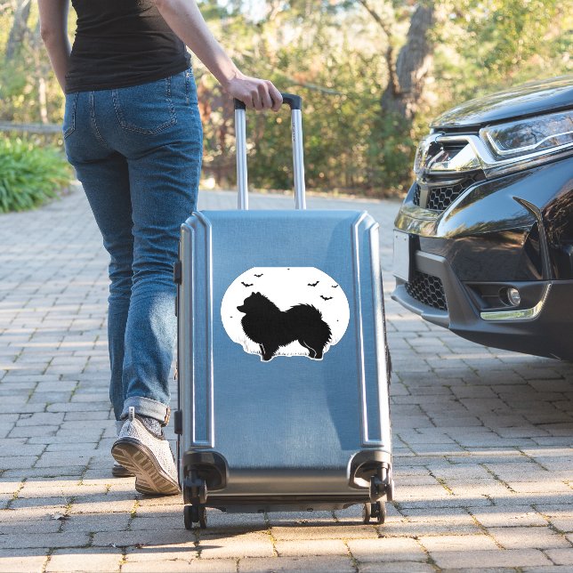 Pomeranian Dog – Halloween Moon Silhouette Classic (Suitcase Insitu)