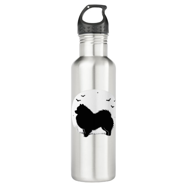 Pomeranian Dog – Halloween Moon Silhouette Classic 710 Ml Water Bottle (Front)