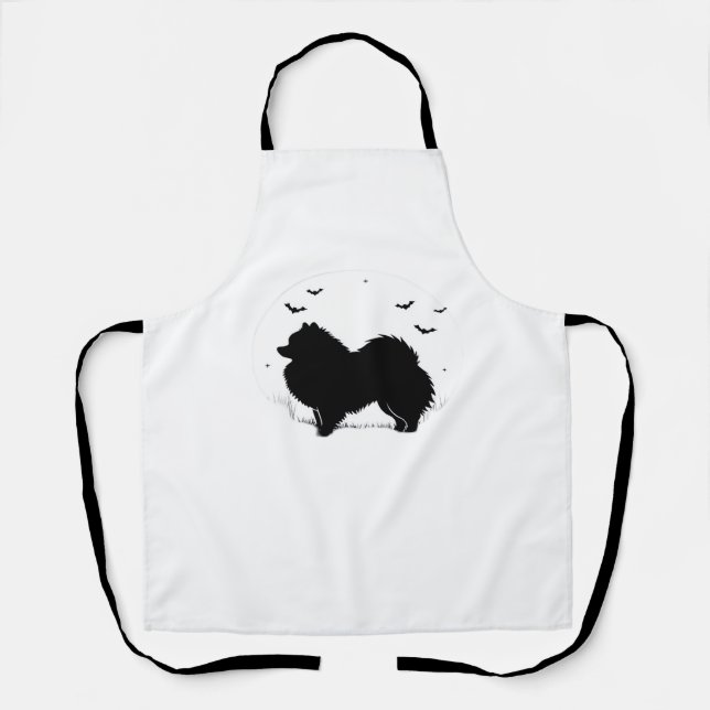 Pomeranian Dog – Halloween Moon Silhouette Classic Apron (Front)