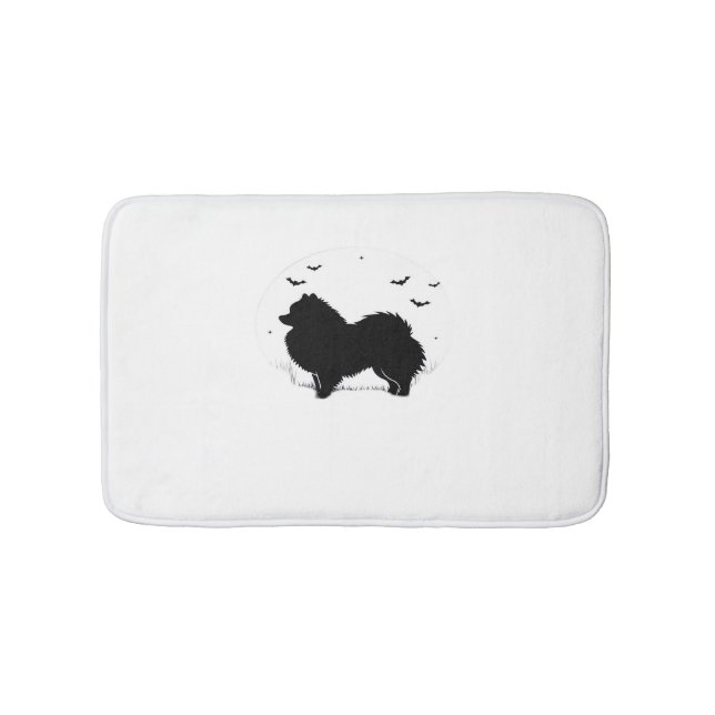 Pomeranian Dog – Halloween Moon Silhouette Classic Bath Mat (Front)