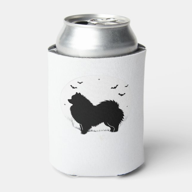 Pomeranian Dog � Halloween Moon Silhouette Classic Can Cooler (Can Front)