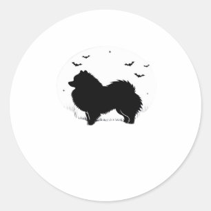 Pomeranian Dog � Halloween Moon Silhouette Classic Classic Round Sticker