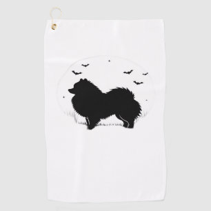 Pomeranian Dog – Halloween Moon Silhouette Classic Golf Towel