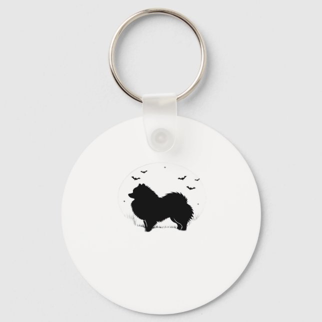 Pomeranian Dog � Halloween Moon Silhouette Classic Key Ring (Front)