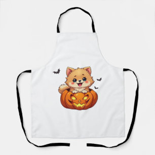 Pomeranian dog Happy Halloween pumpkin Classic T-S Apron