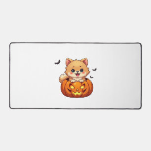 Pomeranian dog Happy Halloween pumpkin Classic T-S Desk Mat