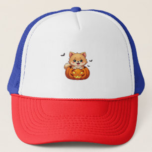 Pomeranian dog Happy Halloween pumpkin Classic T-S Trucker Hat