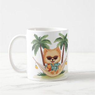 Pomeranian Dog In A Hammock Hawaiian Shirt Coffee Mug