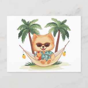 Pomeranian Dog In A Hammock Hawaiian Shirt Postcard