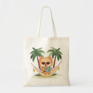 Pomeranian Dog In A Hammock Hawaiian Shirt Tote Bag