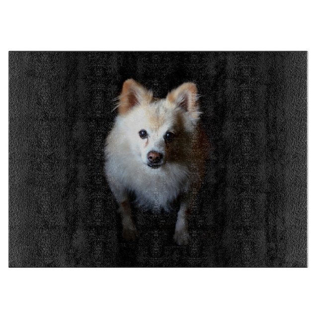Pomeranian Dog in Dark Cutting Board (Front)