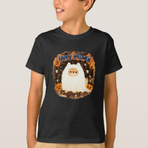 Pomeranian Dog in Ghost Costume – Happy Halloween T-Shirt