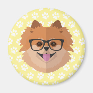 Pomeranian Dog In Nerd Glasses Cute Hipster Gift Magnet