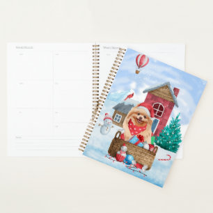 Pomeranian Dog In snow Christmas Dog House Planner