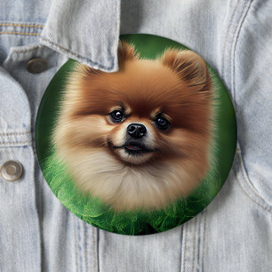 Pomeranian Dog in St. Patrick's Day Dress 6 Cm Round Badge