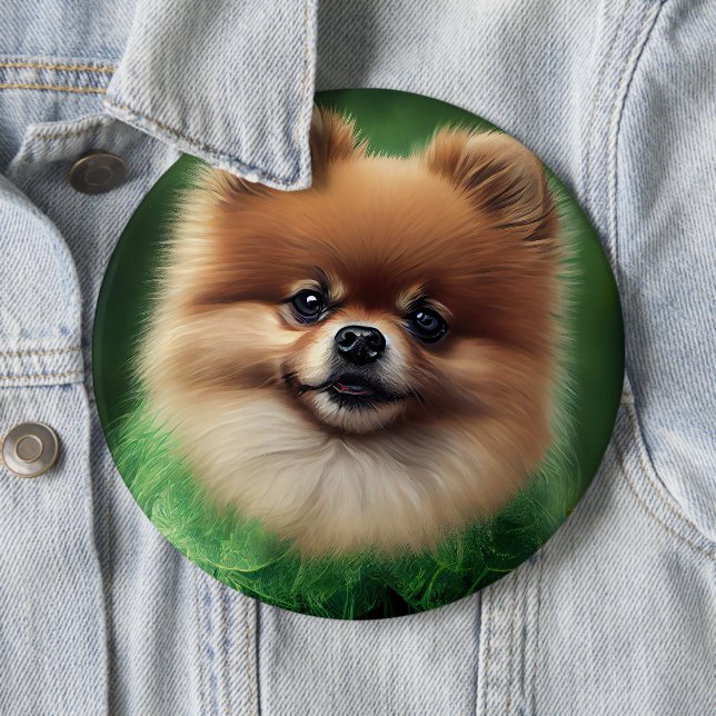 Pomeranian Dog in St. Patrick's Day Dress 6 Cm Round Badge (In Situ)