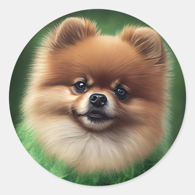 Pomeranian Dog in St. Patrick's Day Dress Classic Round Sticker (Front)