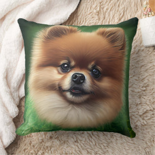 Pomeranian Dog in St. Patrick's Day Dress Cushion