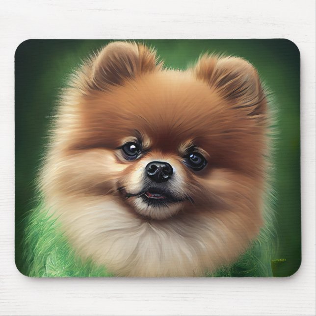 Pomeranian Dog in St. Patrick's Day Dress Mouse Mat (Front)