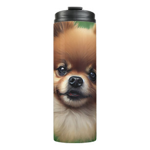 Pomeranian Dog in St. Patrick's Day Dress Thermal Tumbler