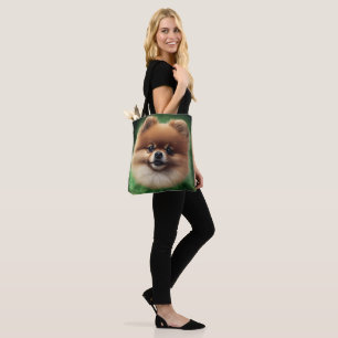 Pomeranian Dog in St. Patrick's Day Dress Tote Bag