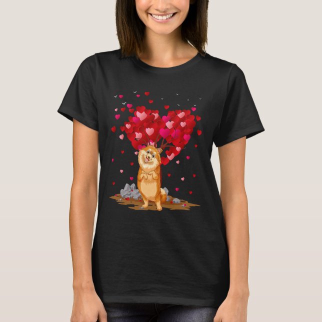 Pomeranian Dog Lover Hear Ape Pomeranian Valentine T-Shirt (Front)