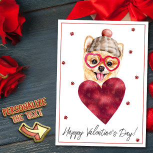 Pomeranian Dog Lover Valentine Gift Holiday Card