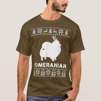Pomeranian Dog Lover Xmas Reindeer Ugly Christmas  T-Shirt