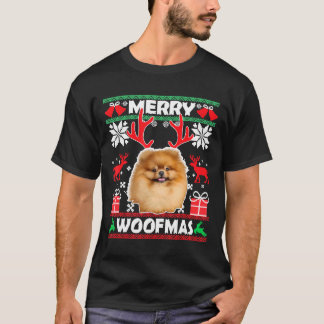 Pomeranian Dog Merry Woofmas Christmas Dog T-Shirt