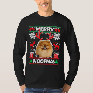 Pomeranian Dog Merry Woofmas Christmas Dog T-Shirt